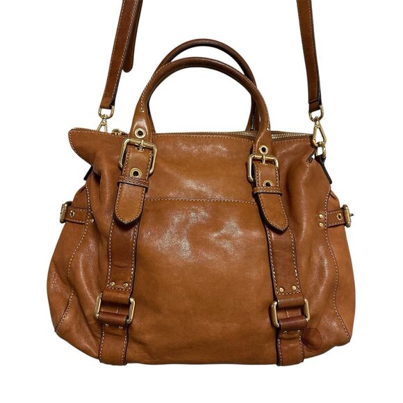 MICHAEL KORS Tan Buttery Soft Leather Satchel Handbag Crossbody Strap - Picture 3 of 15